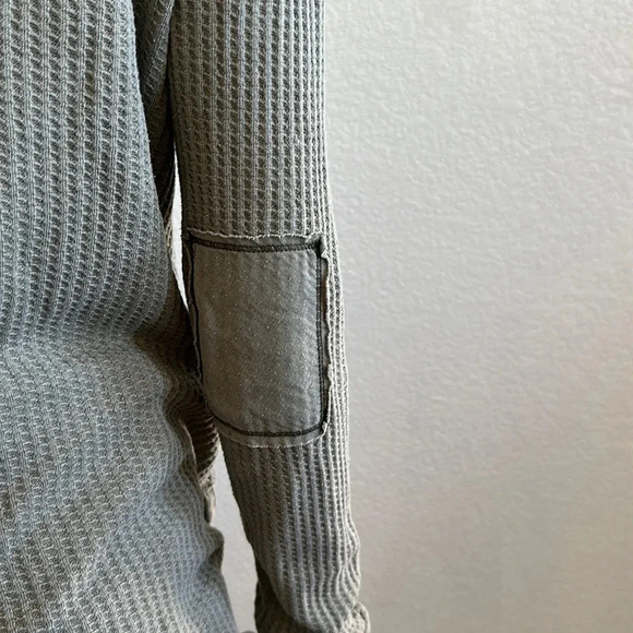 Free People Bridget Henley Top Waffle Knit Military Size Small - Picture 9 of 11